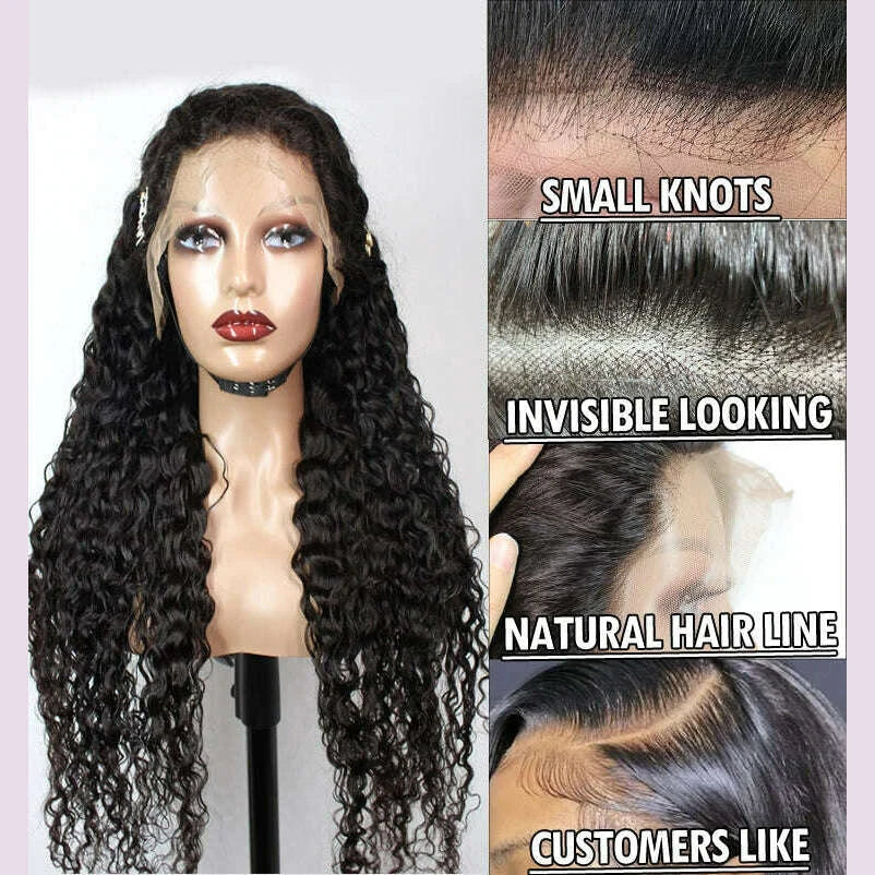 30inch Water Wave Brazilian Hd Transparent 13x6 Lace Frontal Full Lace Water Wave Curly Human Hair Wig