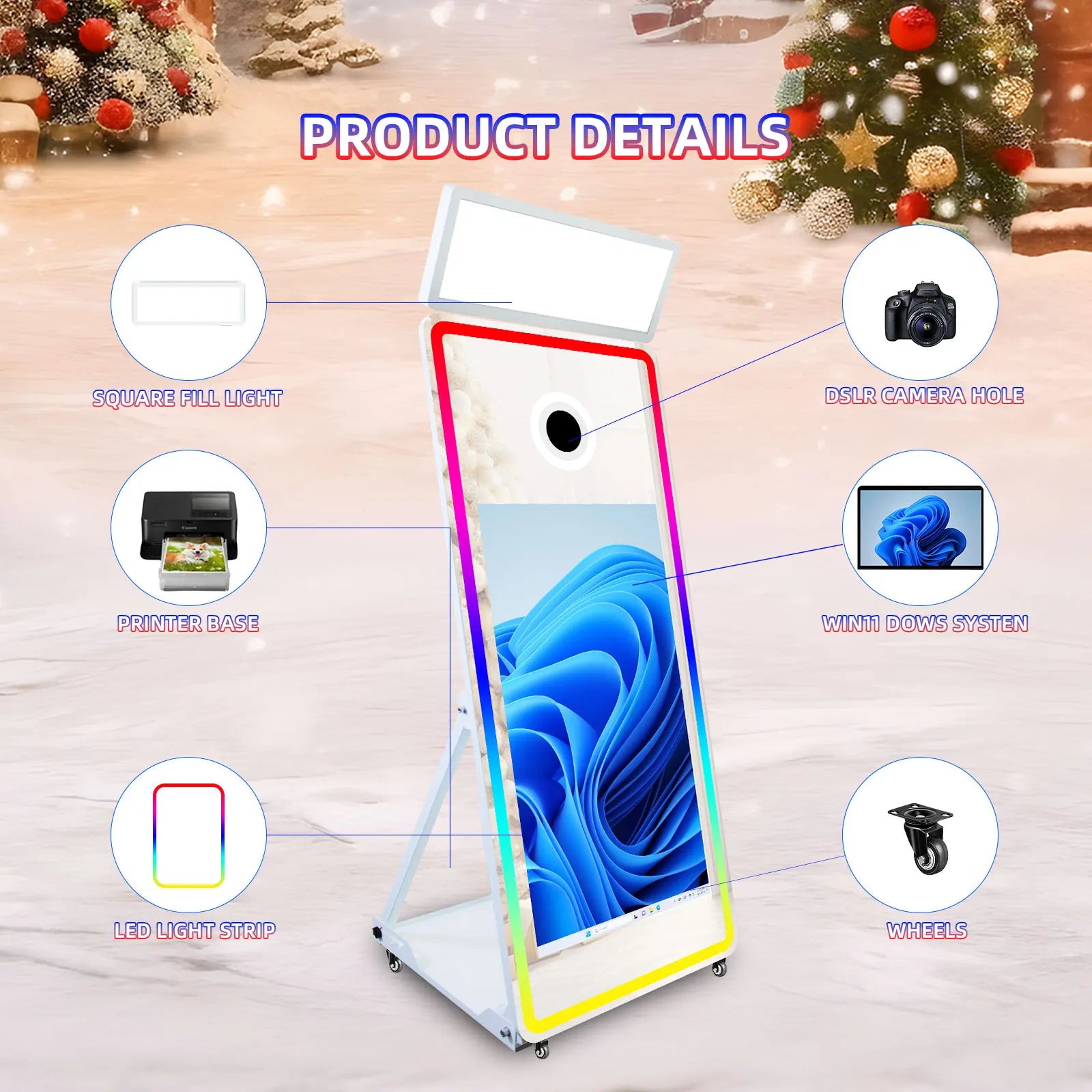 Factory Direct 65 Inch Photobooth Mirror 43 Inch Touch Screen SLR Instant Print Selfie Event Magic Photo Booth Machine |...