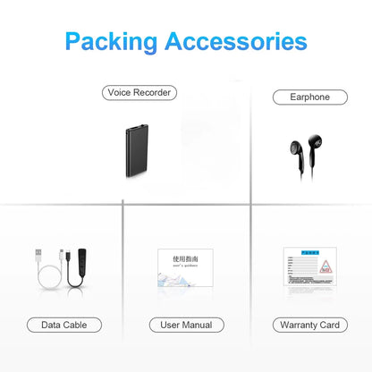 Ultra-Thin Tiny Mini Voice Recorder 4-32GB Digtal Professional Sound Activated Dictaphone Noise Reduce Record 8GB MP3 Player