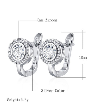 Kinel Trendy Round White Cubic Zirconia Stud Earrings For Women Gold Color CZ Ear Studs Personality Wedding Jewelry Gifts