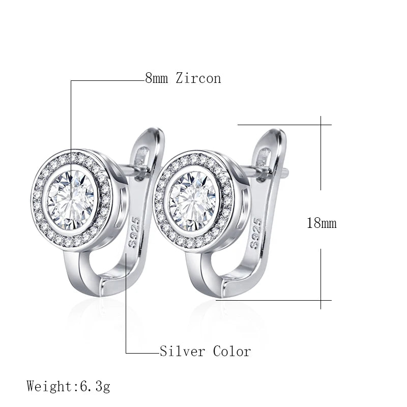 Kinel Trendy Round White Cubic Zirconia Stud Earrings For Women Gold Color CZ Ear Studs Personality Wedding Jewelry Gifts