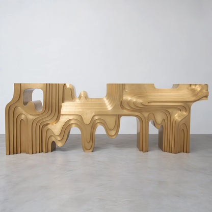Designer's Home Art Furniture: Golden Control Console Table, Solid Wood Sculpture Decoration, Foyer Entrance Table |...