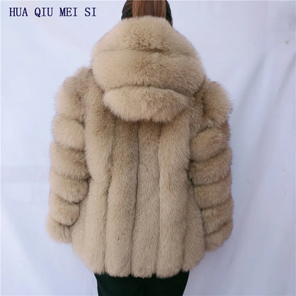 Women's clothing fur coat  red fox coat vertical stripe silver fox red fox fur coat  fox fur coat women's natural fur coat coat
