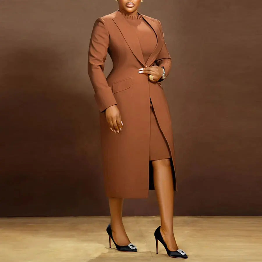Women's Suit Office Popular Laps Waist Back Split Dress Jacket Casual Women's Two-piece Set | Kimlud Office Premium Coat