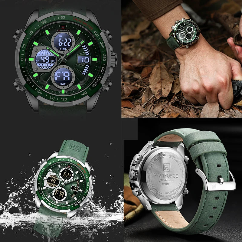 NAVIFORCE Fashion Military Watches for Men Luxury Original Sports Chronograph Watch Waterproof Quartz Clock Digital WristWatch - Kimlud