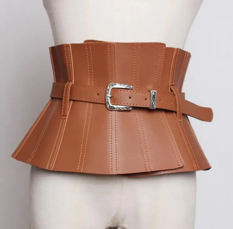 Women's runway fashion slim pu leather Cummerbunds female Dress coat Corsets Waistband Belts decoration wide belt R1762...