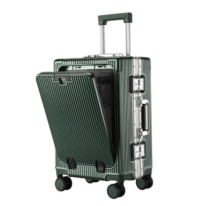 20 24 Inch Front Opening Luggage Men's and Women's Multifunctional Password Lock Trolley Case Travel Wheels Suitcases Cup Holder - Kimlud