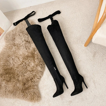 New Style 1 Pair  Luxury Over Knee Long Fashion Spike Heel Snakeskin Thigh High  Women's Boots