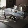 Nordic Modern Luxury Marble Dining Table with Extendable Metal Legs Hot Sale Home Furniture Stone Style Living Room - Kimlud