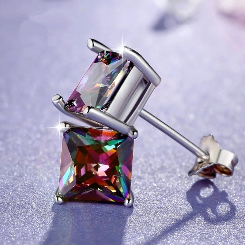 Crystal From Fashion Genuine 925 Sterling Silver Stud Earrings For Women Wedding Fine Jewelry Gifts sterling silver...