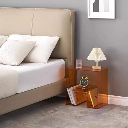 Orange Acrylic Bedside Table Transparent Storage Corner Bedroom Small Apartment Furniture - Kimlud