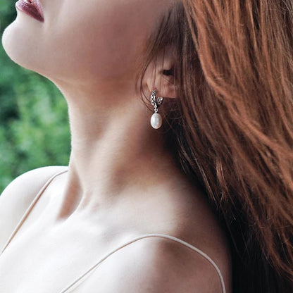 White Fine Pearl Earrings Natural Freshwater Pearl 925 Sterling Silver Pearl Hoop Earrings Jewelry For Woman Gift