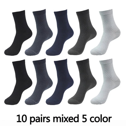 10 Pairs High Quality Bamboo Fiber Men's Socks Business Breathable Deodorant Compression Socks Men Long Big Size EUR...