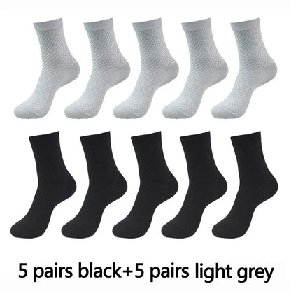 10 Pairs High Quality Bamboo Fiber Men's Socks Business Breathable Deodorant Compression Socks Men Long Big Size EUR...