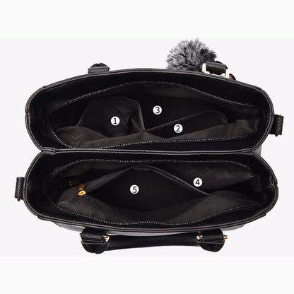 Embroidery Messenger Bags Women Leather Handbags Bags for Women Sac a Main Ladies hair ball Hand Bag - Kimlud