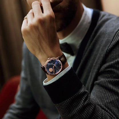 AGELOCER Original Astronomer Watch Men's Business Luxury Gold Watch Automatic Mechanical Moon Phase Watch Birthday Gift for Men