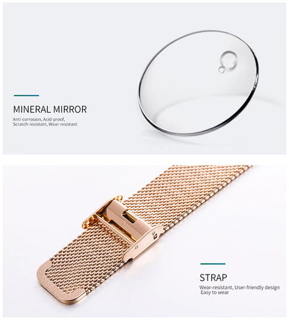 Shengke Women Watches Starry Green Dial Mesh Band Ladies Wristwatch Ultra-thin Stainless Steel Strap Quartz Montre Femme Gift