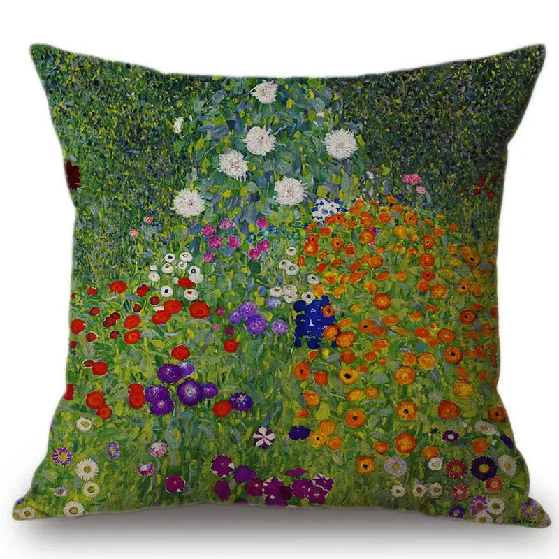 Gold Oil Painting Throw Pillow Cover Gustav Klimt Gallery Pillow Case Home Decorative Pillow  Linen Pillowcase Sofa Cushion