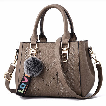 Embroidery Messenger Bags Women Leather Handbags Bags for Women Sac a Main Ladies hair ball Hand Bag - Kimlud