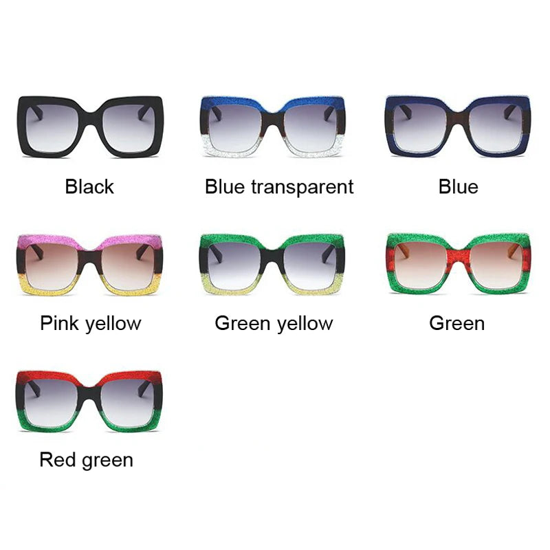 Oversized Square Sunglasses Woman Brand Designer Clear Lenses Sun Glasses Female Three Colors Big Frame Party Eye Glasses Oculos - Kimlud