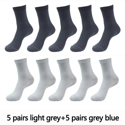10 Pairs High Quality Bamboo Fiber Men's Socks Business Breathable Deodorant Compression Socks Men Long Big Size EUR...