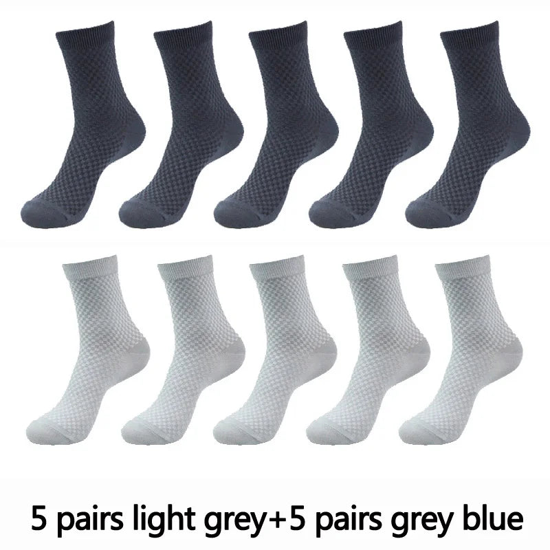 10 Pairs High Quality Bamboo Fiber Men's Socks Business Breathable Deodorant Compression Socks Men Long Big Size EUR...