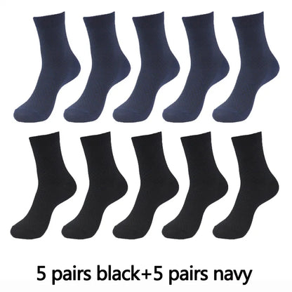 10 Pairs High Quality Bamboo Fiber Men's Socks Business Breathable Deodorant Compression Socks Men Long Big Size EUR...