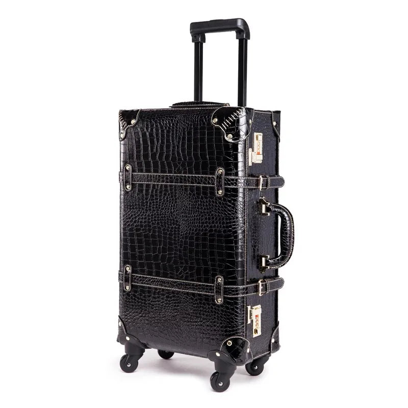 Crocodile Pattern Fashion Suitcase PU Password Travel Rolling Luggage Carry On Classical Spinner Trolley Leather Suitcase