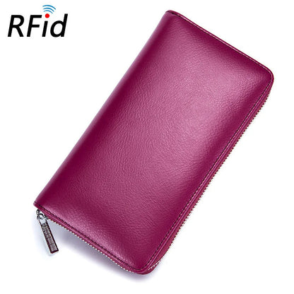 Women RFID Blocking Wallet Genuine Leather Anti Theft 36 Card Holders Women Wallets With Phone Case Clutch Bags Coin...