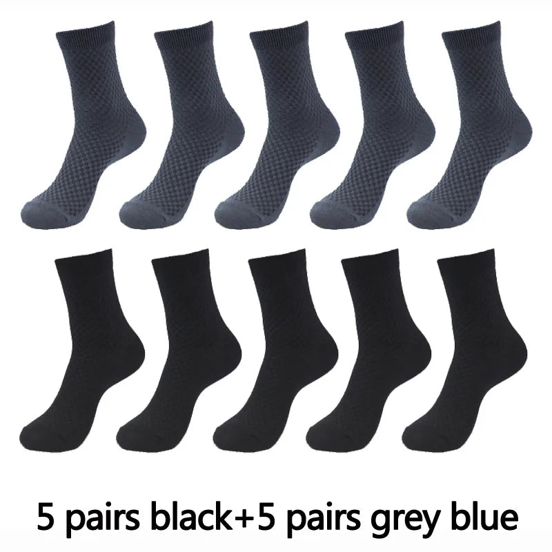 10 Pairs High Quality Bamboo Fiber Men's Socks Business Breathable Deodorant Compression Socks Men Long Big Size EUR...
