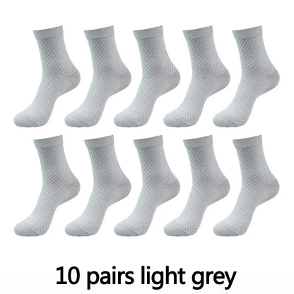 10 Pairs High Quality Bamboo Fiber Men's Socks Business Breathable Deodorant Compression Socks Men Long Big Size EUR...