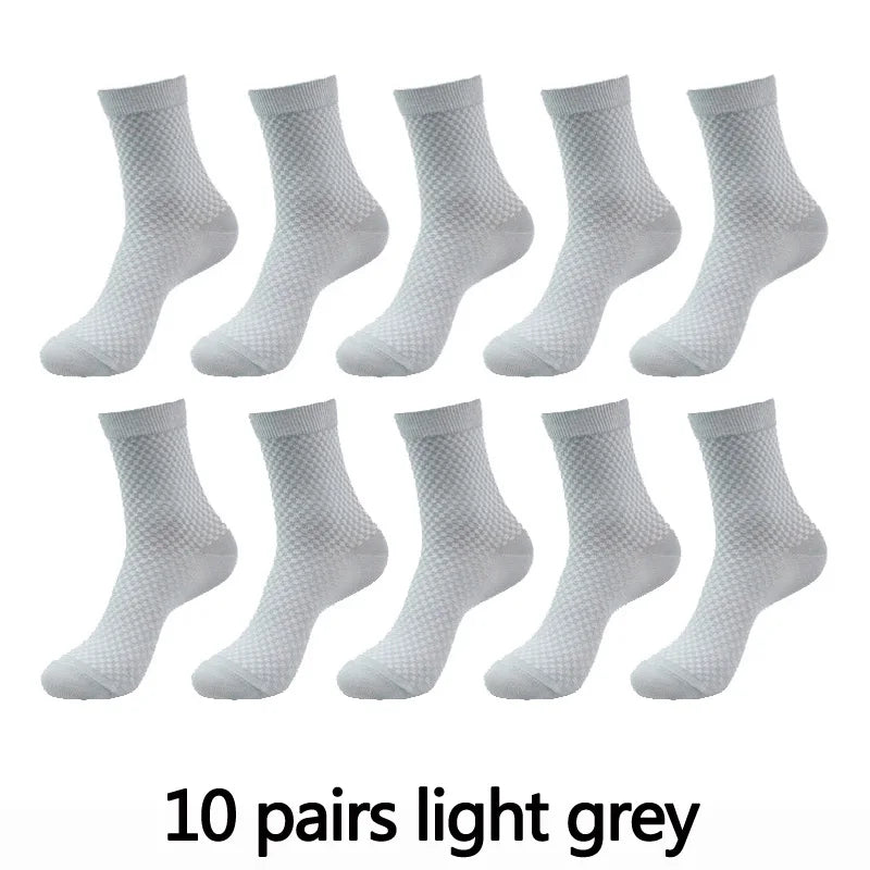 10 Pairs High Quality Bamboo Fiber Men's Socks Business Breathable Deodorant Compression Socks Men Long Big Size EUR...