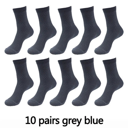 10 Pairs High Quality Bamboo Fiber Men's Socks Business Breathable Deodorant Compression Socks Men Long Big Size EUR...