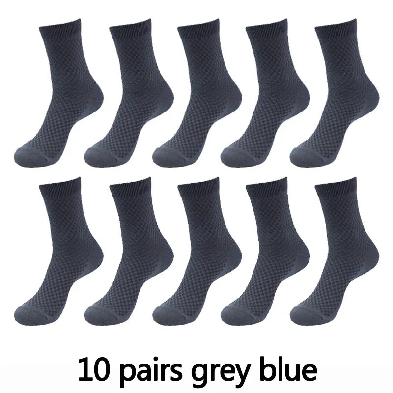 10 Pairs High Quality Bamboo Fiber Men's Socks Business Breathable Deodorant Compression Socks Men Long Big Size EUR...