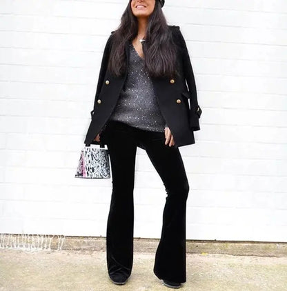 BKLD 2025 Fashion Velvet Pants Women Autumn Winter Flare Pants High Waist Trousers Street Style Pants Bottoms Women Flare Pants