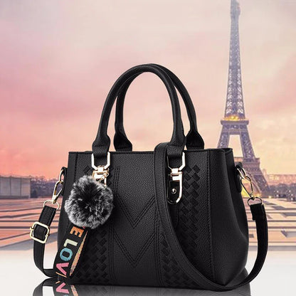 Embroidery Messenger Bags Women Leather Handbags Bags for Women Sac a Main Ladies hair ball Hand Bag - Kimlud