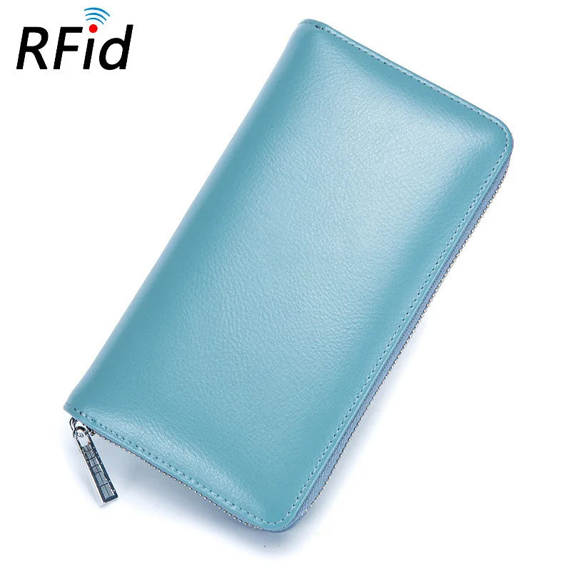 Women RFID Blocking Wallet Genuine Leather Anti Theft 36 Card Holders Women Wallets With Phone Case Clutch Bags Coin...