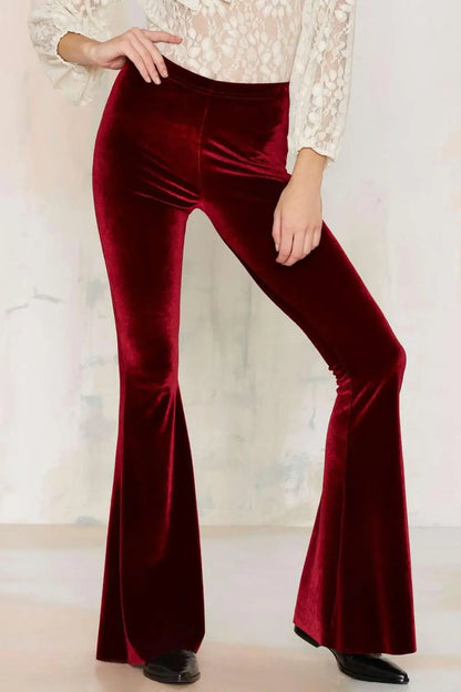 BKLD 2025 Fashion Velvet Pants Women Autumn Winter Flare Pants High Waist Trousers Street Style Pants Bottoms Women Flare Pants