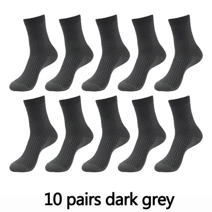 10 Pairs High Quality Bamboo Fiber Men's Socks Business Breathable Deodorant Compression Socks Men Long Big Size EUR...