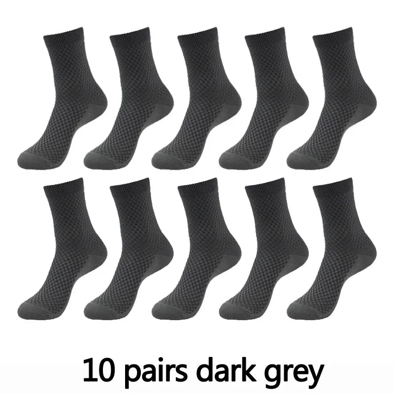 10 Pairs High Quality Bamboo Fiber Men's Socks Business Breathable Deodorant Compression Socks Men Long Big Size EUR...