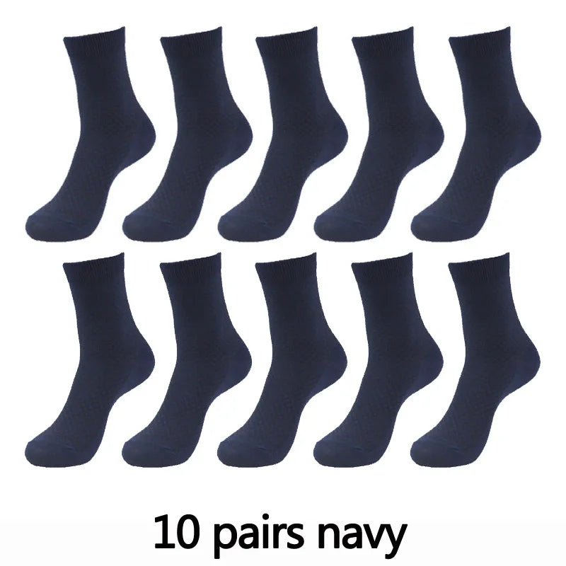 10 Pairs High Quality Bamboo Fiber Men's Socks Business Breathable Deodorant Compression Socks Men Long Big Size EUR...