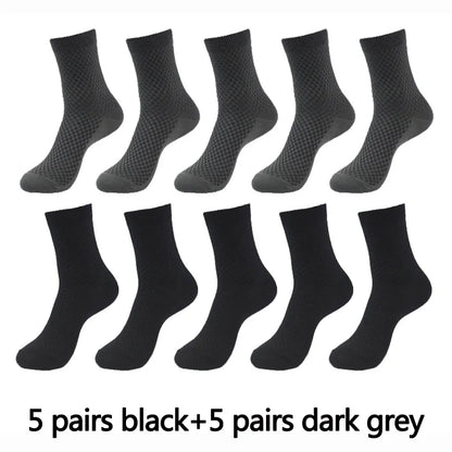 10 Pairs High Quality Bamboo Fiber Men's Socks Business Breathable Deodorant Compression Socks Men Long Big Size EUR...