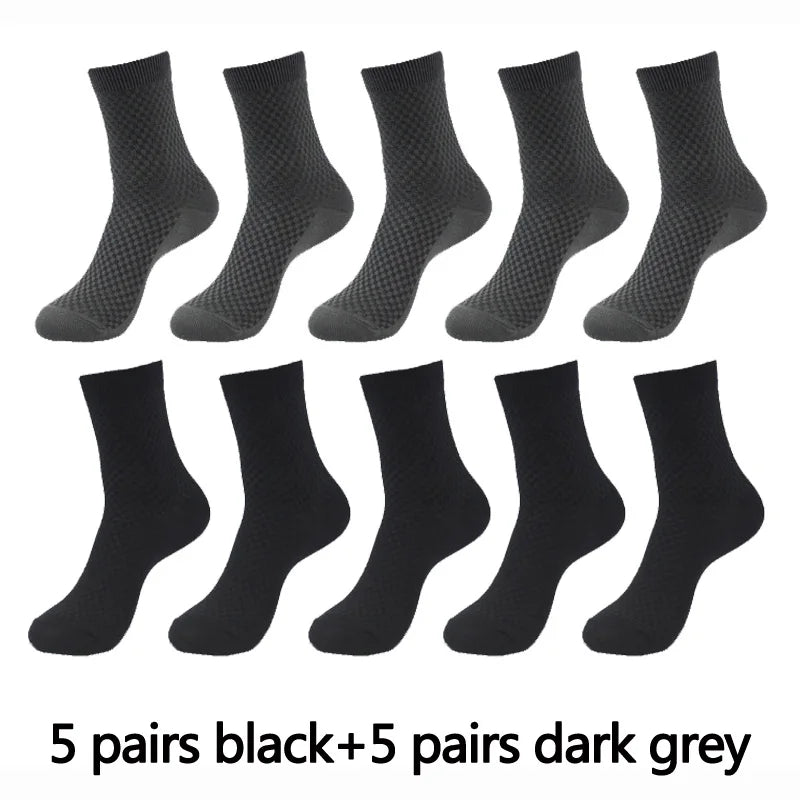 10 Pairs High Quality Bamboo Fiber Men's Socks Business Breathable Deodorant Compression Socks Men Long Big Size EUR...