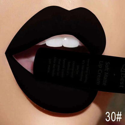 QIBEST Brand 34 Colors Waterproof Matte Nude Lipstick Lipkit Pigment Dark Red Black Long Lasting Lip Gloss Women Makeup Lipgloss