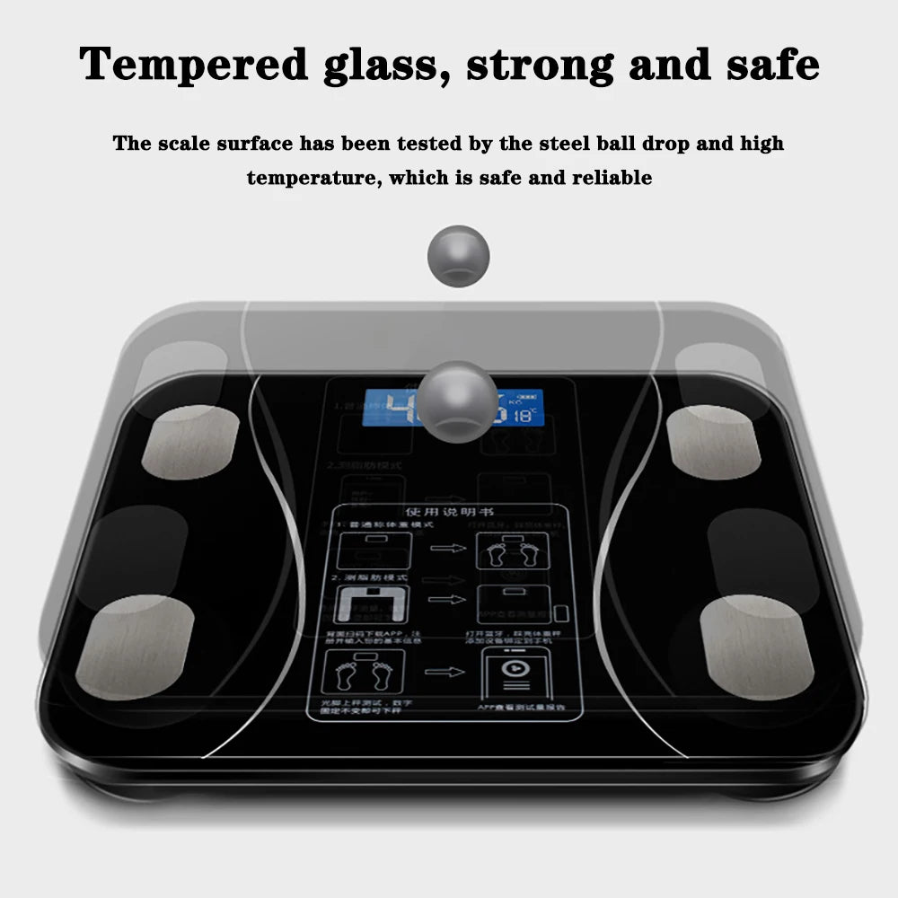 Body Fat Scale Smart Wireless Digital Bathroom Weight Scale Body Composition Analyzer With Smartphone App Bluetooth-compatible - Kimlud