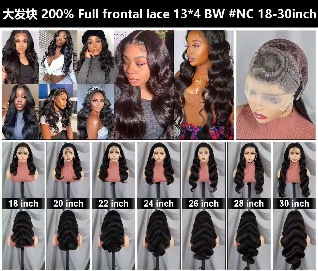 200 Density Lace Frontal Human Hair Wig Body Wave Human Hair Wig 100% Brazilian Human Hair for Black Women | Kimlud...