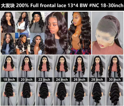 200 Density Lace Frontal Human Hair Wig Body Wave Human Hair Wig 100% Brazilian Human Hair for Black Women | Kimlud...
