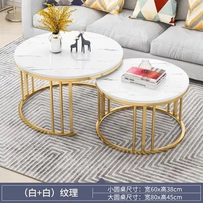 Nordic Contemporary Gold Metal Nesting Coffee Table Set Wabi-Sabi Style for Modern Home Living Room Furniture | Kimlud...