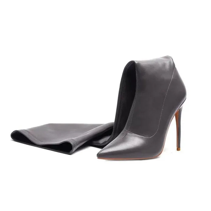 Western Style Skintight Slip-on Big Size 45 Women Thigh High Boots Thin Heel Pointed Toe Stretch Sexy Long Booties for Ladies