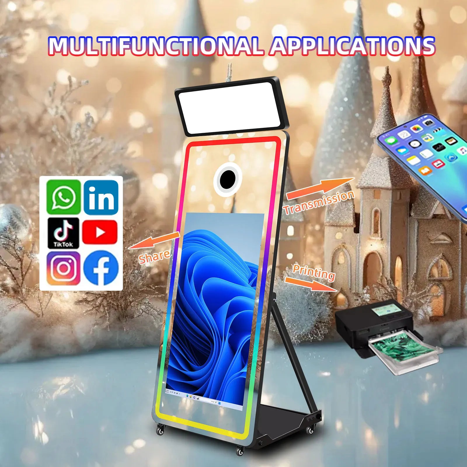 Factory Direct 65 Inch Photobooth Mirror 43 Inch Touch Screen SLR Instant Print Selfie Event Magic Photo Booth Machine |...